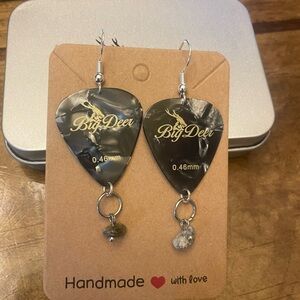 Big Deer Black and Gray Guitar Pick Earrings